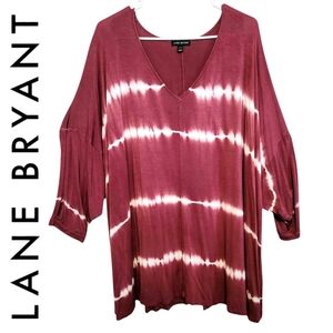 Lane Bryant Tie Dye Cold Shoulder 3/4 Sleeve Top 22/24 3X NWOT